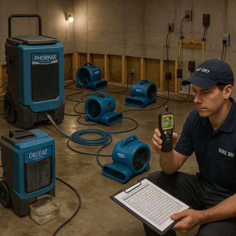 Structural Drying and Dehumidification process in Meadows Place, TX